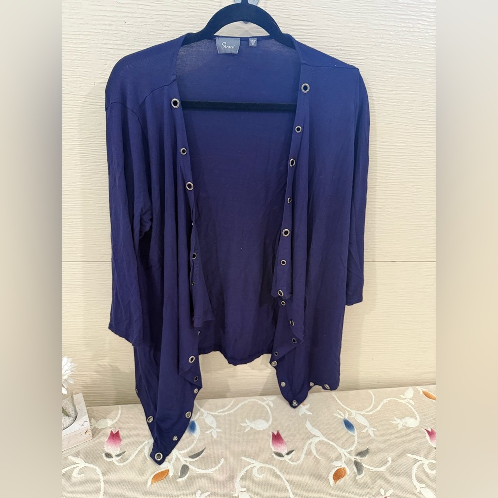 Open Front Cardigan with Grommet Details
